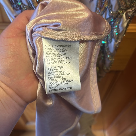 Designer: RK - Pink Silk, Sequin Midi Dress - Picture 10 of 12